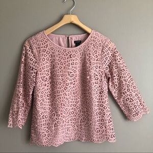 J Crew Eyelash Scallop Lace 3/4 Sleeve Rose Top 6